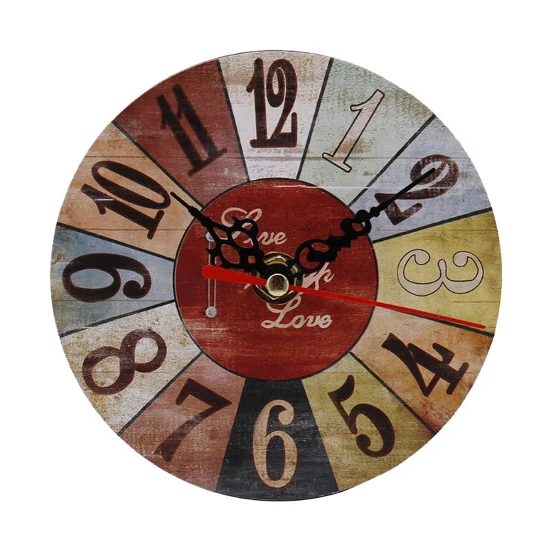 Silent Non-Ticking Wooden Wall Clocks Operated Country Retro Rustic Decorative for Living Room Kitchen