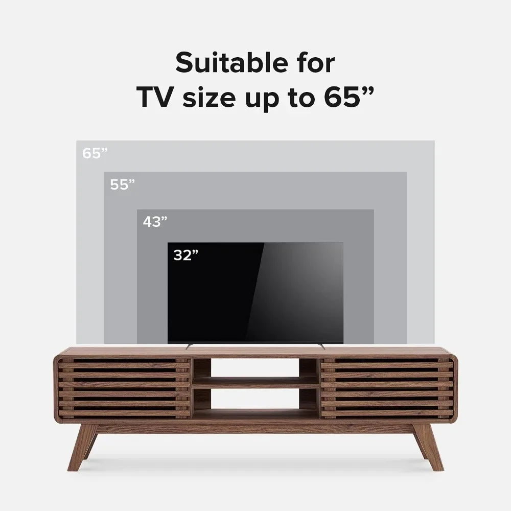 Wood TV Stand for 55/60/65 Inch TV, Entertainment Center with Storage, TV and Media Consol (Walnut, 59") Tv Stand