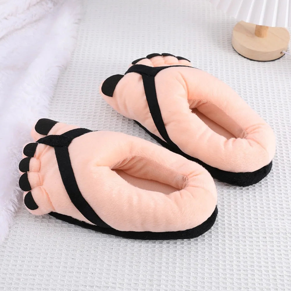 Men Women Winter Slippers Big Feet Creative Couples Funny Slippers House Slides Home Soft Warm Cotton Slider