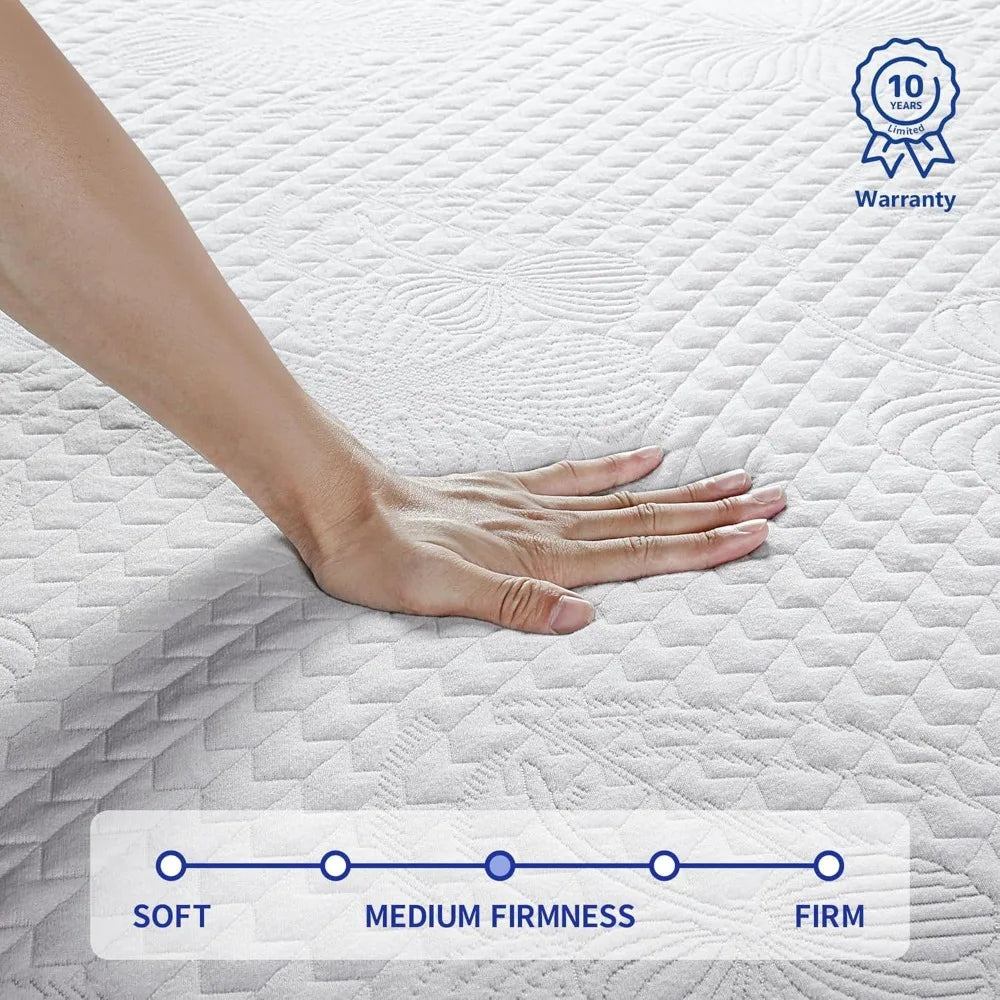 10 inch gel memory sponge mattress, injected with gel, CertiPUR-US certification, medium hardness, blue, large