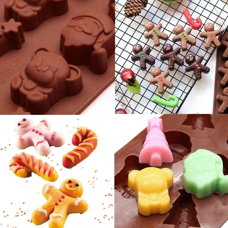 Christmas Gingerbread Man Candy Silicone Mold Cookie Chocolate Baking Cake Mould Cookie Gingerbread Man Baking Trays