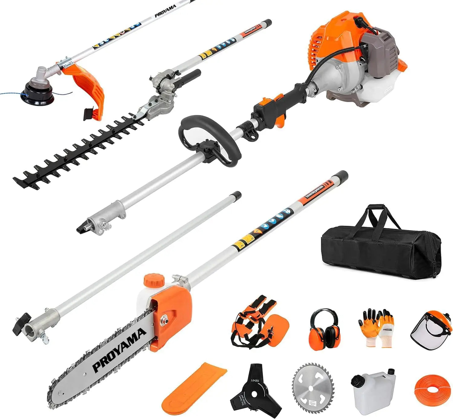 Powerful 42.7cc 5 in 1 Multi Functional Trimming ,Gas Hedge ,Weed ,String Trimmer, Brush ,Pole Saw with Extension Pole