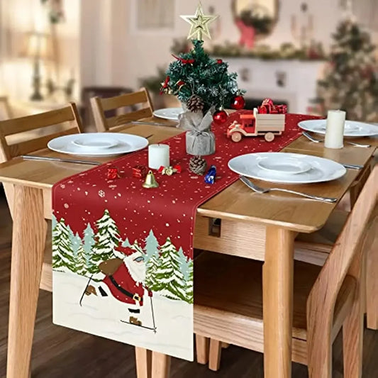 Christmas Decoration  Fantasy Color Linen Table Runners Wedding Decoration Festival Party Dining Long Dustproof Table Runner