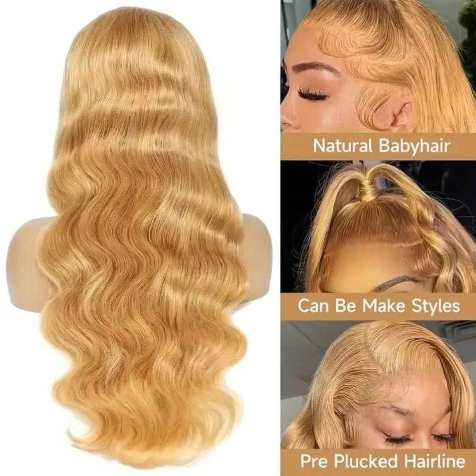 27 Honey Blonde Wig Human Hair 13x6 Hd Lace Frontal Wig 200 Density 13x4 Hd Transparent Preplucked Body Wave Human Hair Wigs