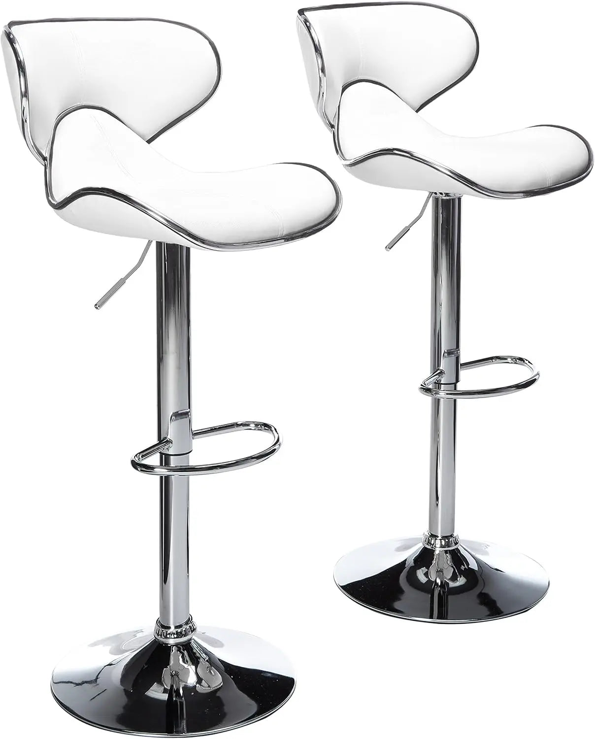 Bar Chairs, Cushioned Leatherette Upholstery Airlift Adjustable Swivel Barstool with Chrome Base, Set of 2, Bar Chairs