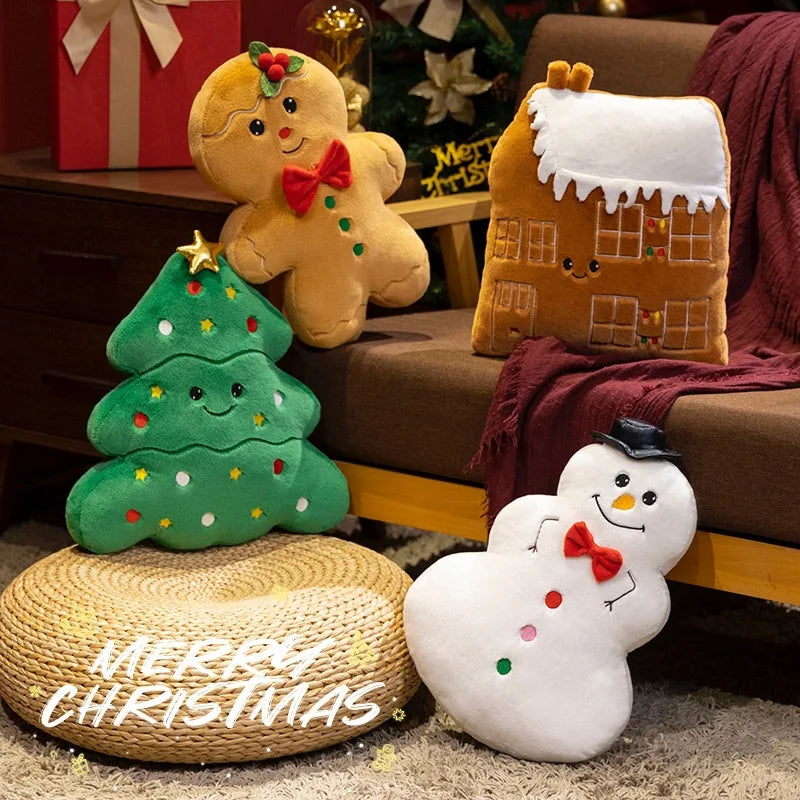 Creative Cookie House Christmas Tree Snowman Gingerbread Man Plush Toys Pillow Soft Stuffed Cute Birthday Gifts Xmas Present