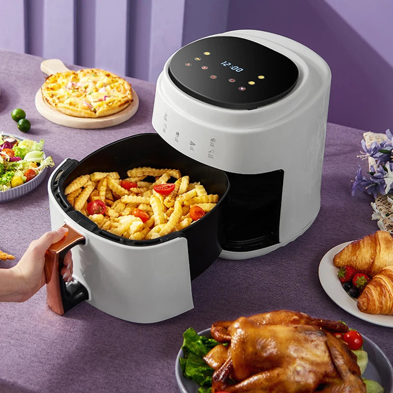 5.5L White Hot Air Fryer Oven with Digital Controls  360-degree Hot Air Circulation for Kitchen