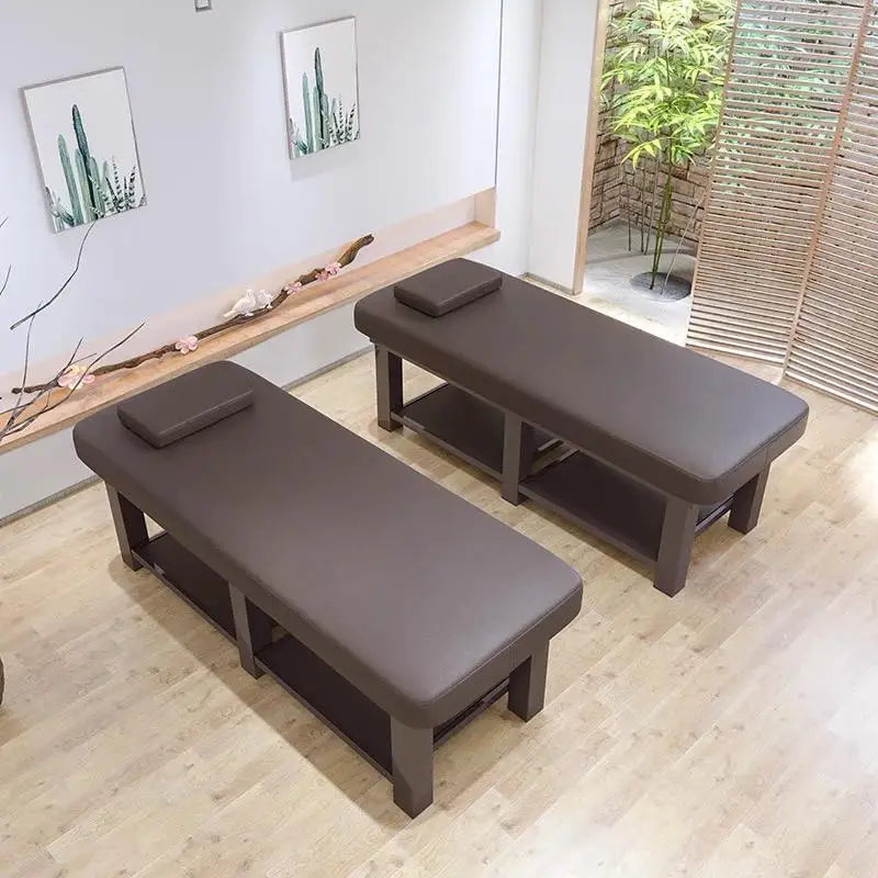 DESIGN Spa Shop Furniture Modern Wood Frames Body Folding Portable Beauty Facial Salon Massage Bed with Storage Cabinet