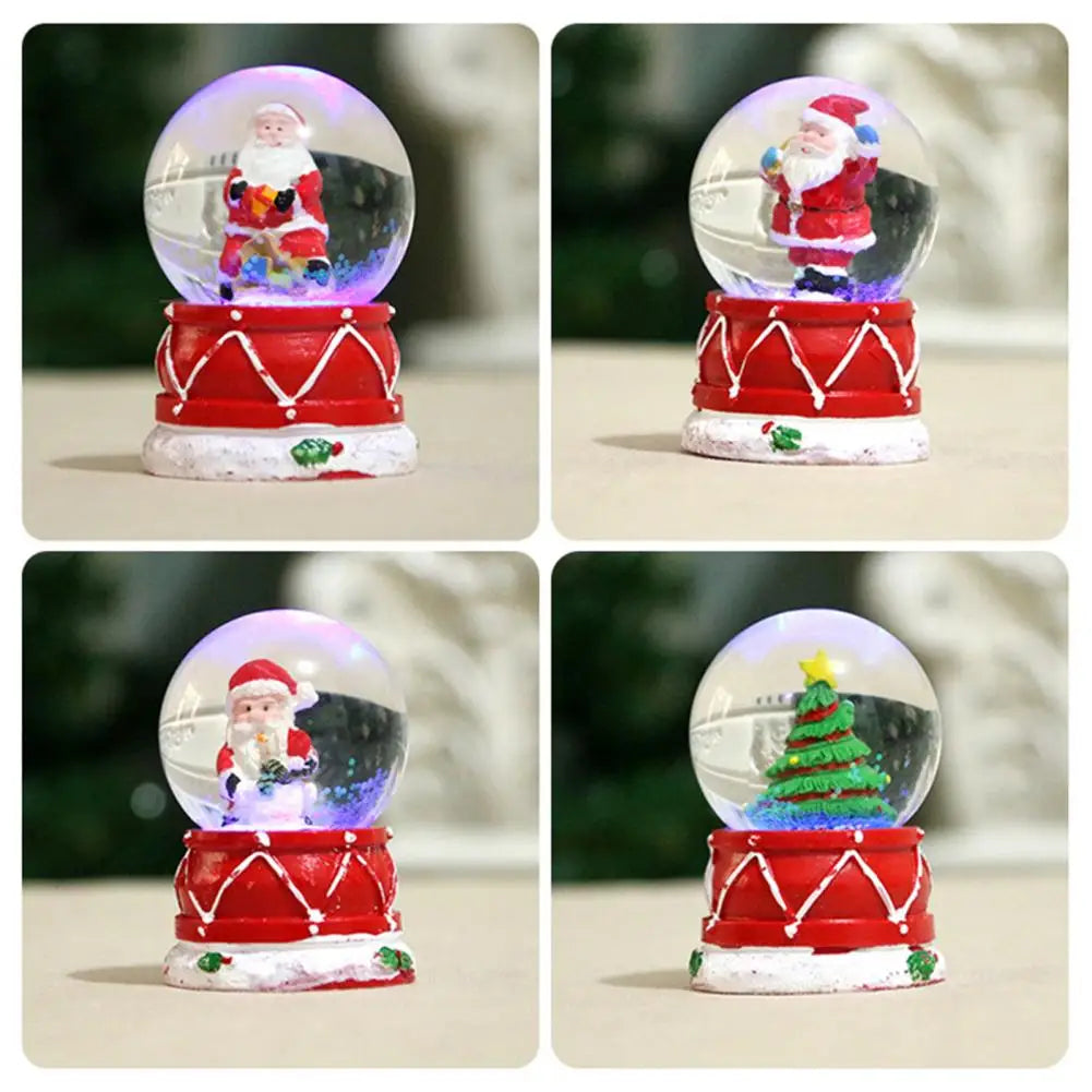 Christmas Glass Snow Globe Decor Holiday Decor Glowing Crafts Santa Claus Tree Snowman Glass Ball Ornament Home Decoration