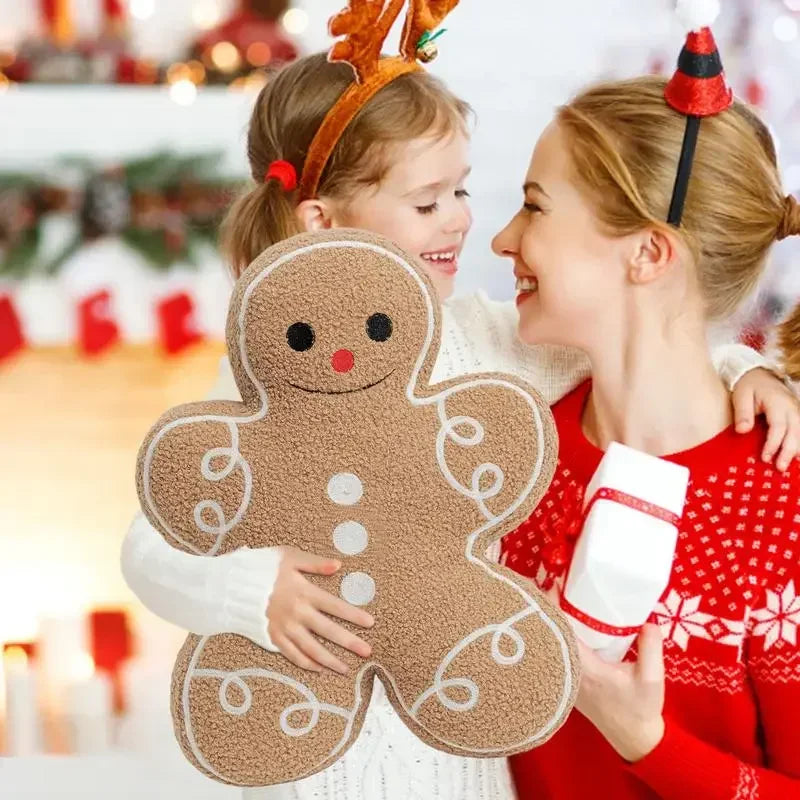 43cm Christmas Gingerbread Plush Pillow Cushion,Biscuit Man Doll Christmas Plush Stuffed Pillow Gingerbread Man Home Decor Gift