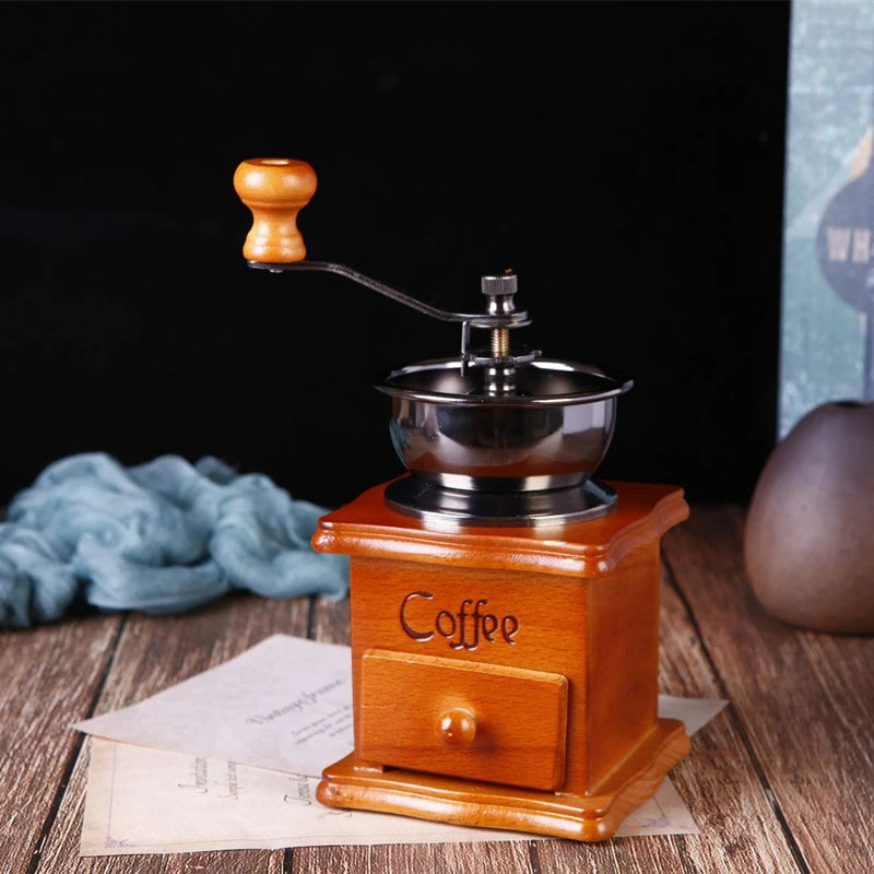 Brown Coffee Grinder Mini Wooden Hand Manual Handmade Coffee Bean Burr Grinders Mill Kitchen Tool Grinders