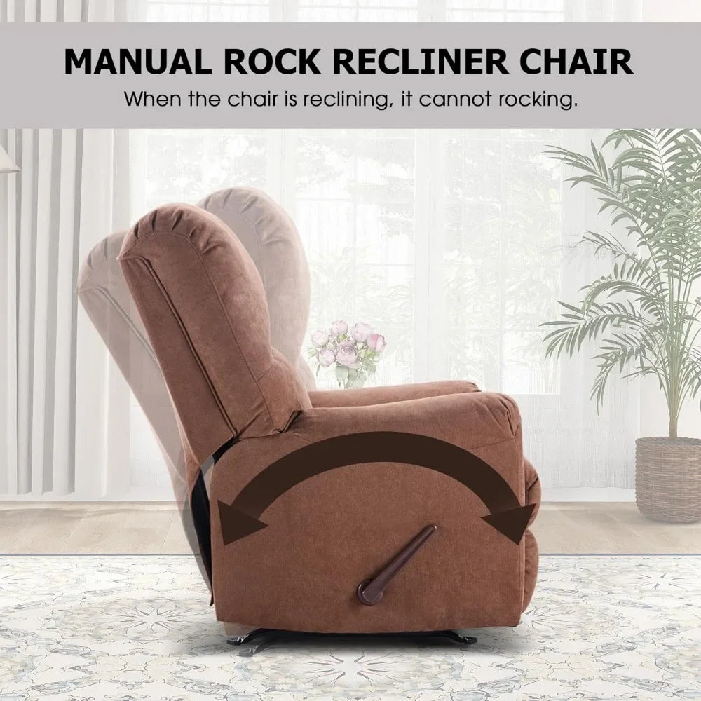 Rocker Recliner Chair for Adults,Manual Recliner Chair with Overstuffed Backrest and Armrests,for Living Room,Living Room Chairs