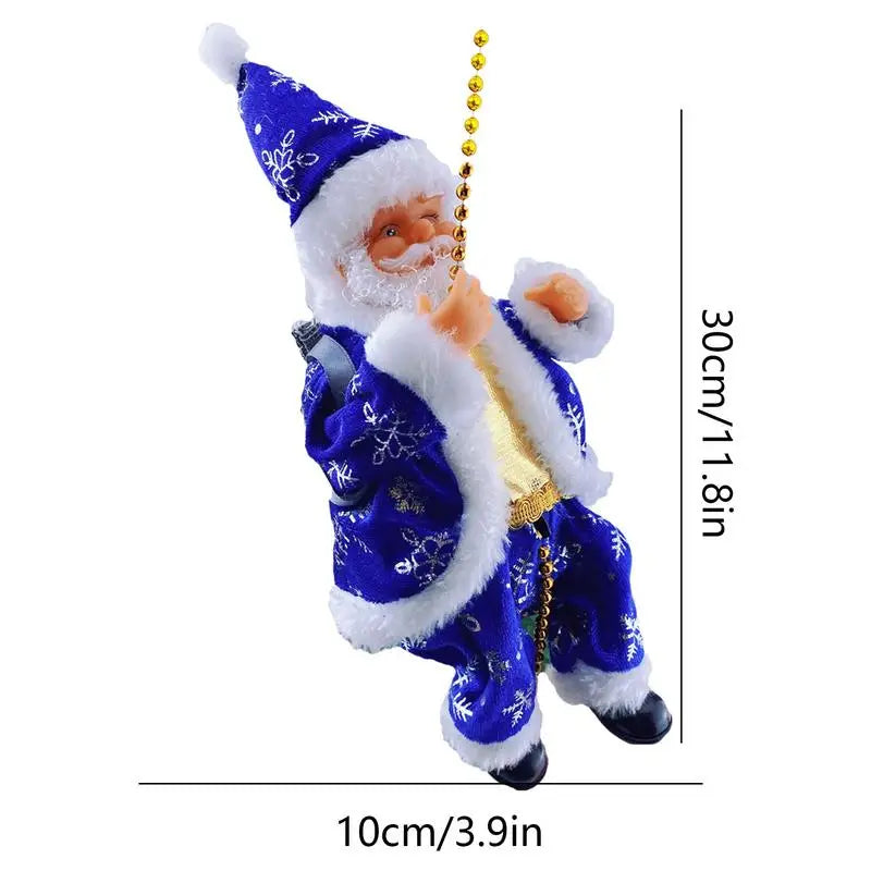 Battery Powered Mini Santa Claus Climbing Decor Christmas Santa Claus Climbing On Rope Seasonal Party Decorations For Home Decor