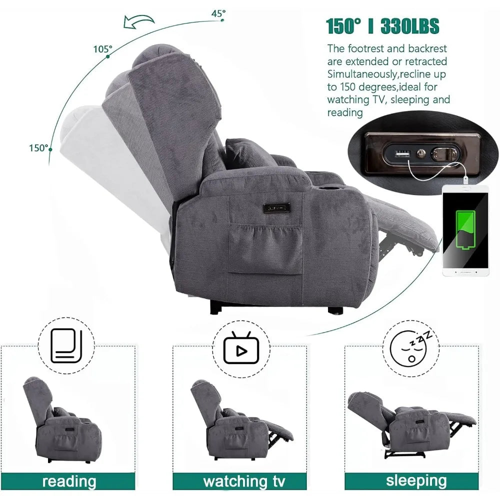 Recliner Chair with Massage&Heating,Sleeper Chair Sofa Electric Recliners Home Theater Seat for Living Room with Remote Control