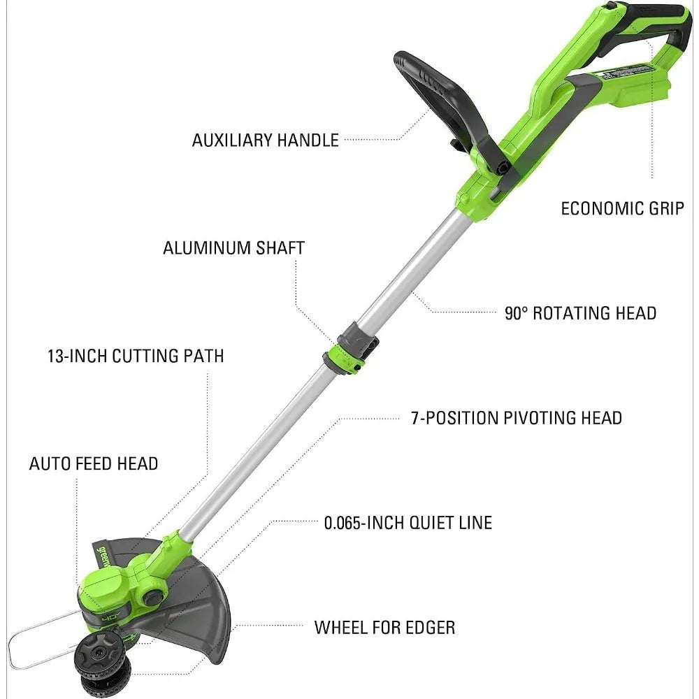 Cordless Lawn Mower (Push),  40V 20" Axial Leaf Blower (500 CFM / 120 MPH),12" String Trimmer with 2 Batteries,Lawn Mower