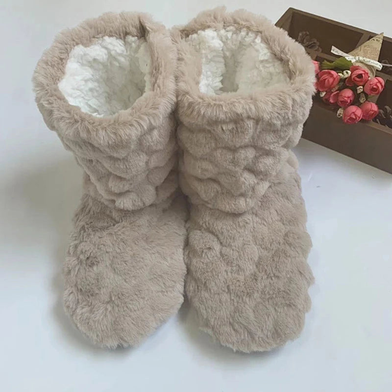 Winter Women Slippers Shoes Winter Couple Floor Socks Adult Non-Slip Thickening Velvet Indoor Dance High-Tube Slippers