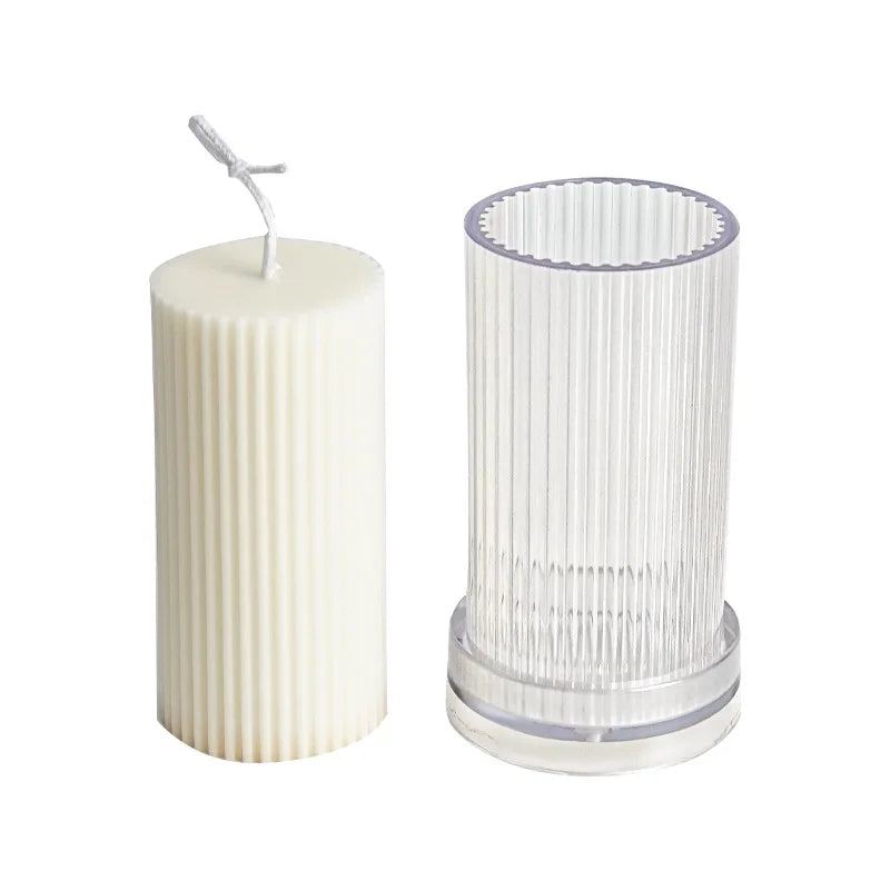 New DIY Pinstripe round Fine Tooth Cylindrical Candle Plastic Mold Striped Candle Pc Acrylic Plastic Mold Candle Making Kit Mold