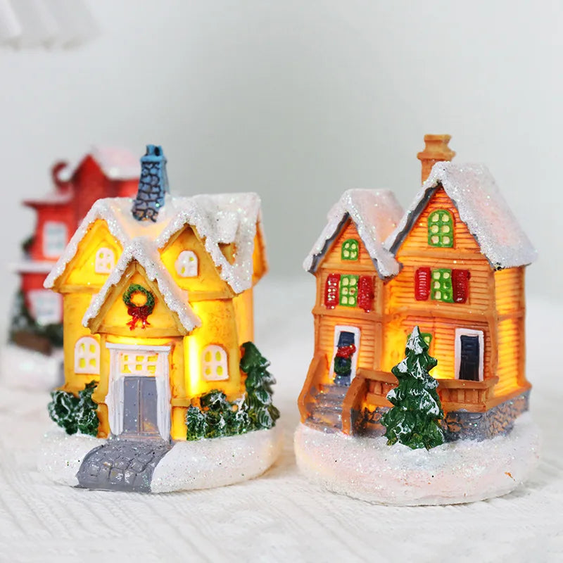 Christmas Light House Christmas village For Home Xmas Gifts Christmas Ornaments New Year 2023 Navidad Noel