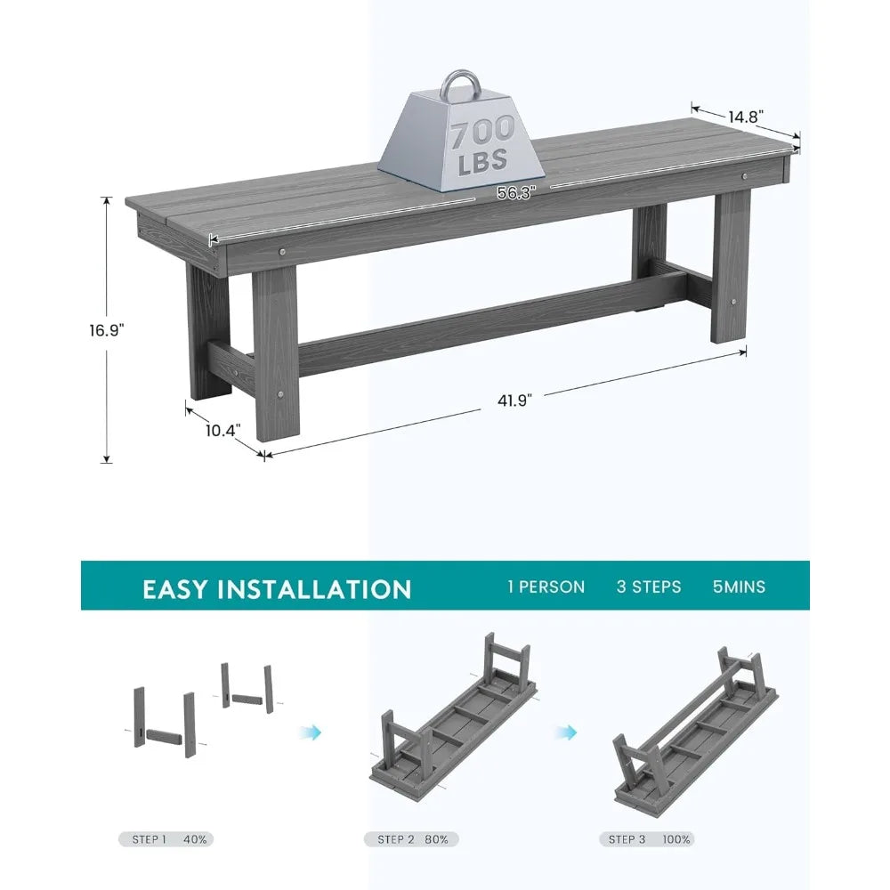 Outdoor Dining Table Set, Patio Dining Table and Bench Set for 6, Patio Furniture Sets