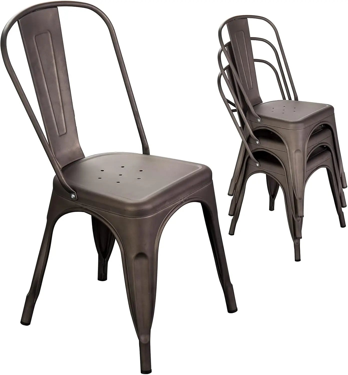 Sets of 4 Metal Dining Chair Farmhouse Style for Dining Room Café Restaurant Bistro Patio Chair,Waterproof Indoor/Outdoor