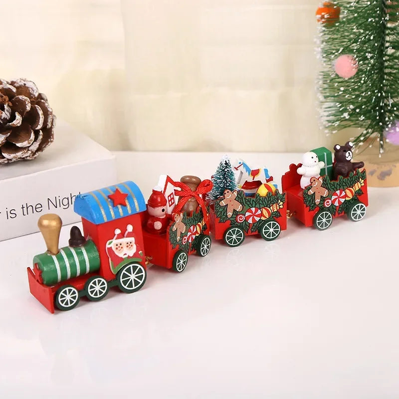 Wooden Christmas Small Train Xmas Ornaments Merry Christmas Decor For Home Happy New Year 2025 Creative Kids Naviidad Gifts Gift