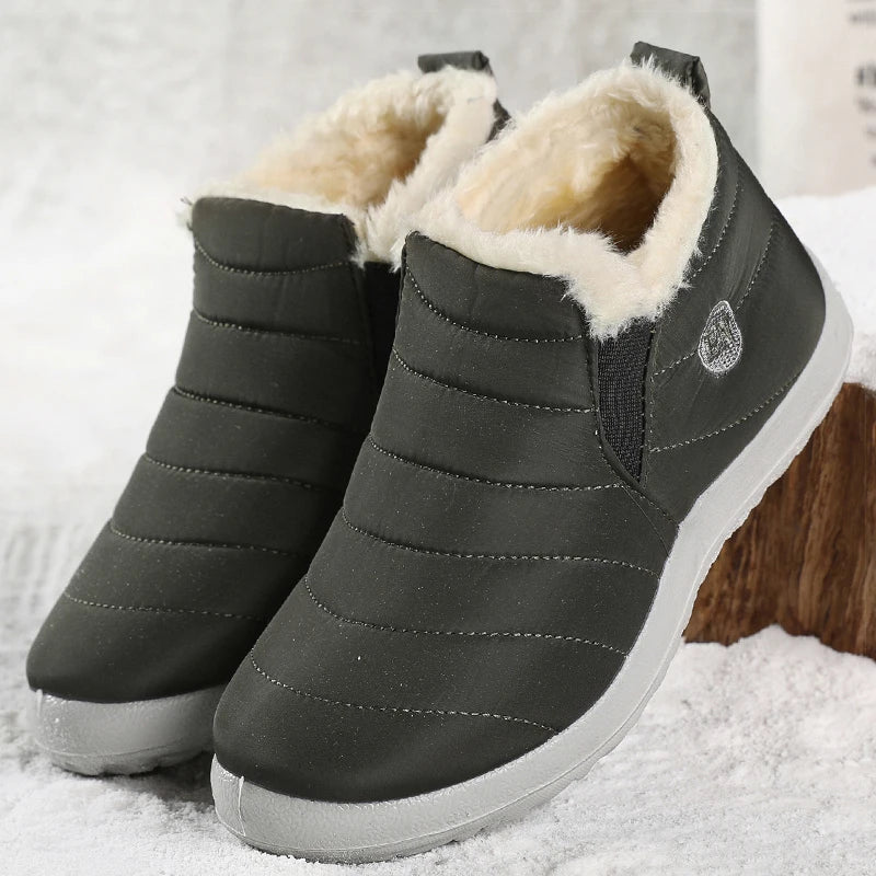 Women's Winter Boots Lightweight Fur Boots For Women Ankle Winter Shoes Women Snow Boots Waterproof Winter Footwear Female Black