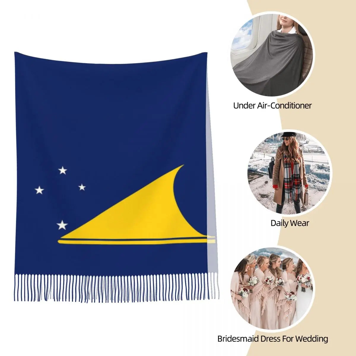 Flag Of Tokelau Scarf for Womens Winter Warm Cashmere Shawls and Wrap Long Large Shawl Scarf for Evening Dress