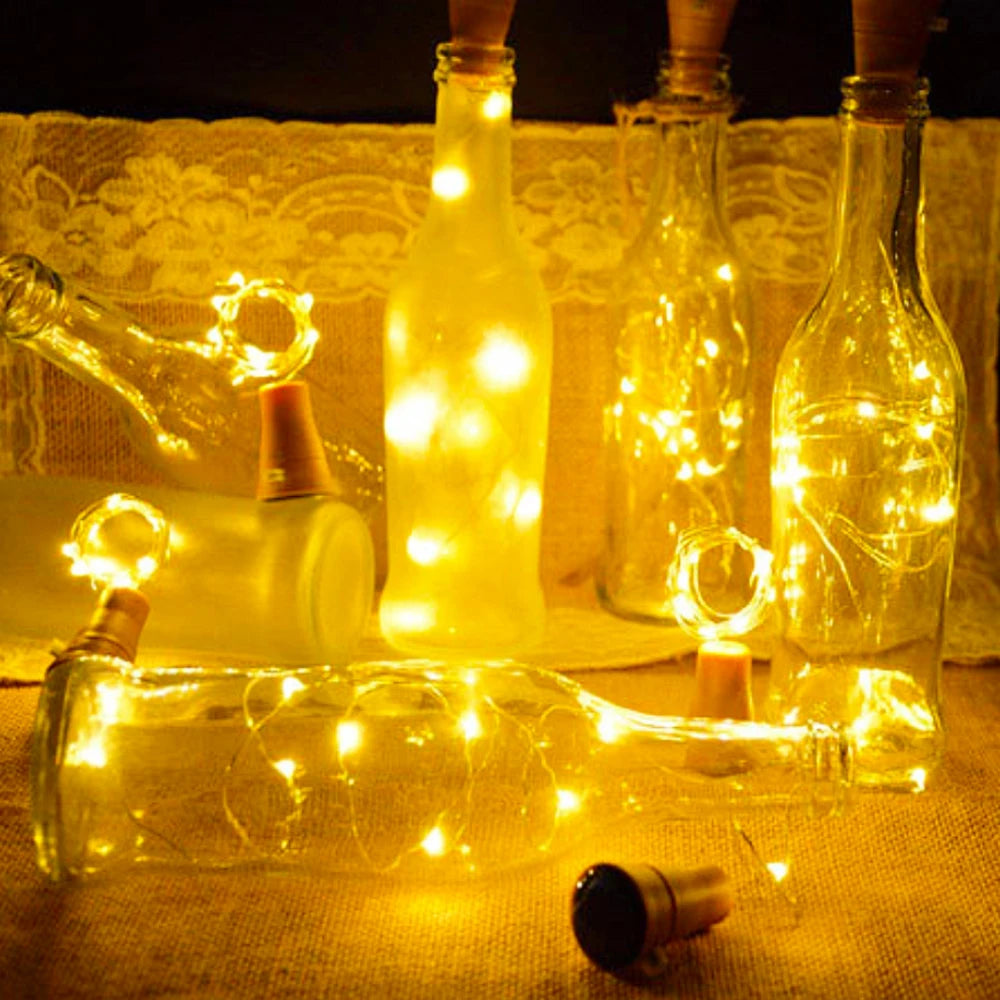 2M 20Leds Solar Wine Bottle String Lights IP65 Waterproof Copper Wire Cork Shaped Fairy Lights For Wedding Christmas Party Decor