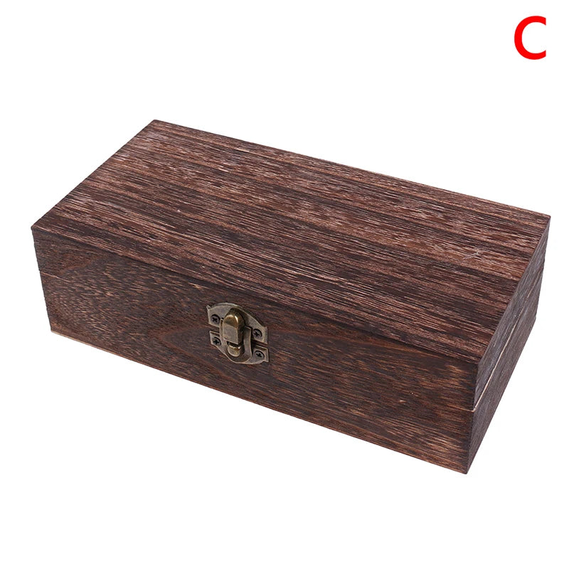 1Pc Retro Jewelry Box Desktop Natural Wood Clamshell Storage Decoration Wooden Home Storage Organization Storage Boxes