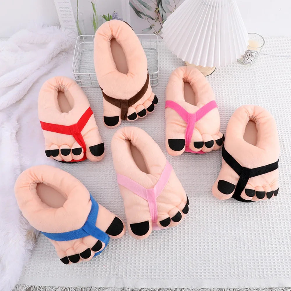 Creative Men Women Winter Slippers Big Feet Creative Couples Funny Slippers House Slides Home Soft Warm Cotton Slider