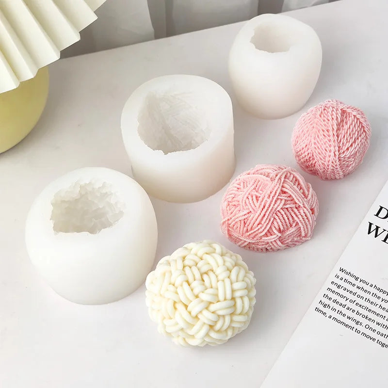 Various Styles Wool Ball Silicone Candle Mold Irregular Braided Ball Rope Knot Aromatherapy Gypsum Soap Ice Cube Mold Home Decor