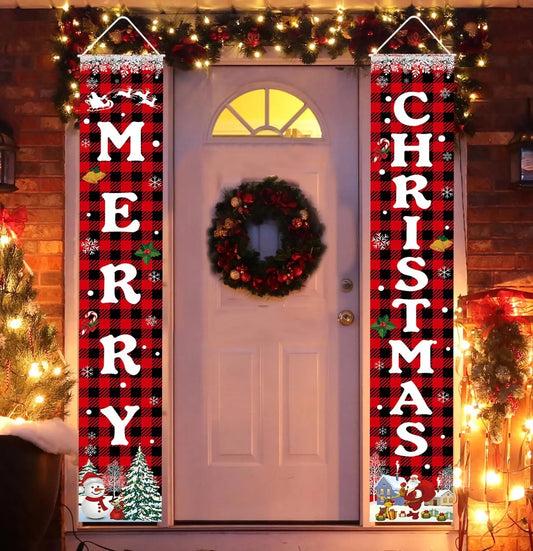 Christmas Decoration Banner Merry Christmas Porch Door Sign Welcome Banner Decoration Christmas Decoration Indoor and Outdoor