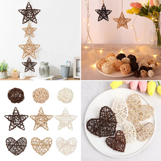 1/10PCS DIY Rattan Wood Star for Wedding Birthday Party Decoration New Year Kids Gift Toys Christmas DIY Craft Decor Supplies