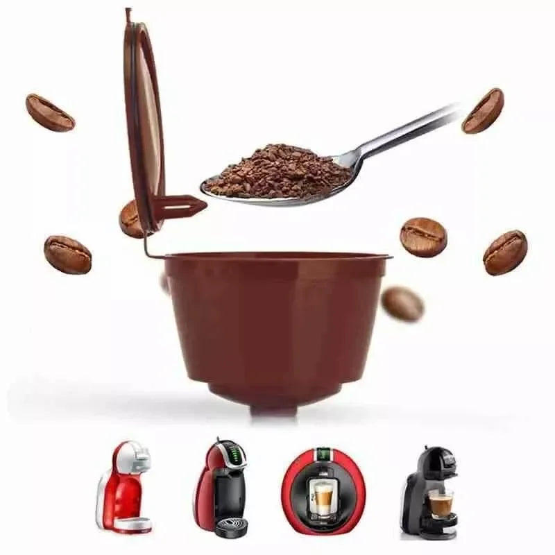 Reusable Coffee Capsule Filter Cup for Nescafe Dolce Gusto Refillable Cap Spoon Brush Filter Kitchen Accessories Coffee Bean Cup