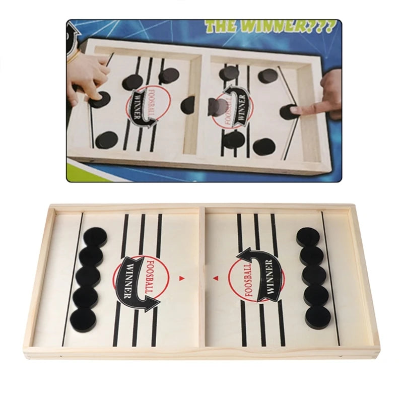 Large Fast Sling Puck Game Wooden Desktop Ice Hockey Table Game, Chess, Foosball