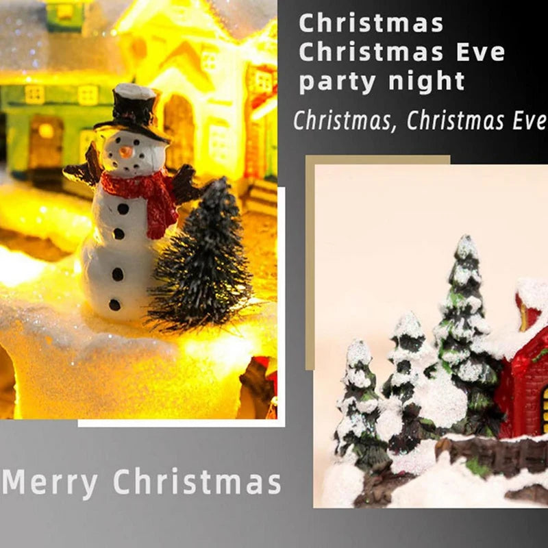 1 PCS Christmas Village Houses Sets LED Light Up Musical Christmas Holiday Decoration Snowman