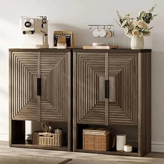 Tall Storage Cabinet Set 2, 45.3" H Buffet Cabinet with Storage, Large Modern Sideboard for Living Room, Kitchen Pantry Cabinet