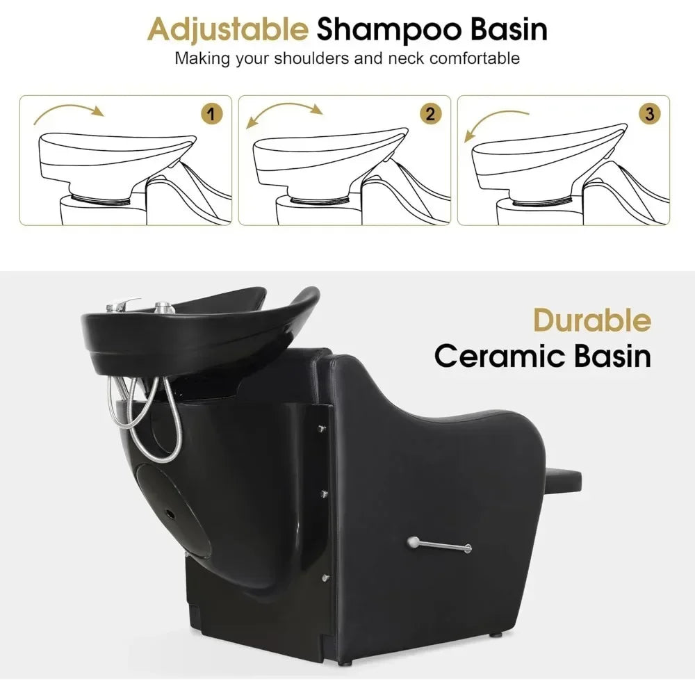 Shampoo Chairs Backwash Ceramic Shampoo Bowl Sink Chair Station Spa Salon Beauty Bowls Shampoo Chairs