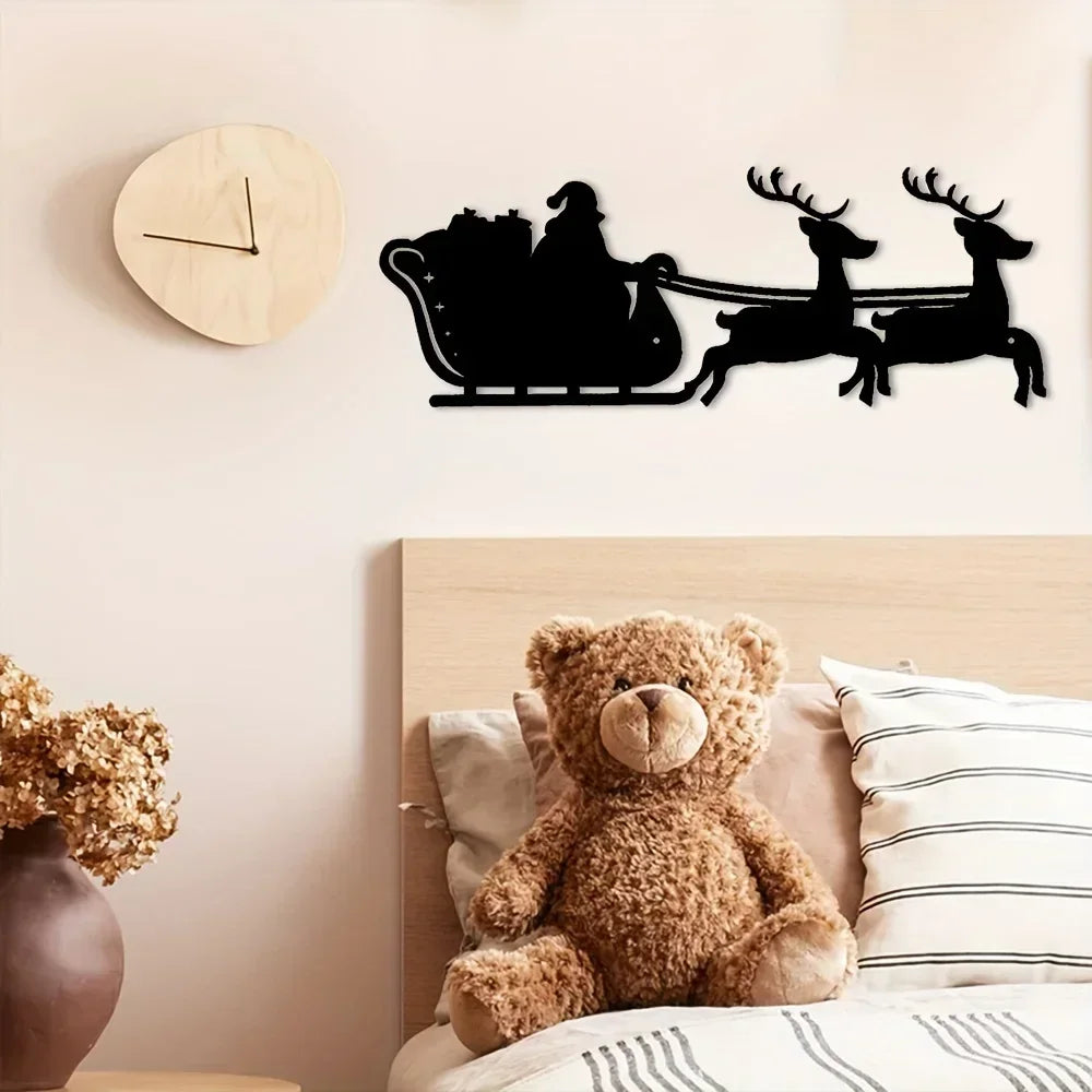 Elegant Metal Christmas Sleigh Wall Art: Perfect for Interior Decoration & Holiday Spirit