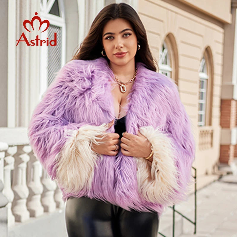 Astrid Faux Fur Coat Women 2024 Winter Loose Cardigan Fur Jacket  Plus Size Stylish Female Luxury Furry Overcoat Girl Streetwear