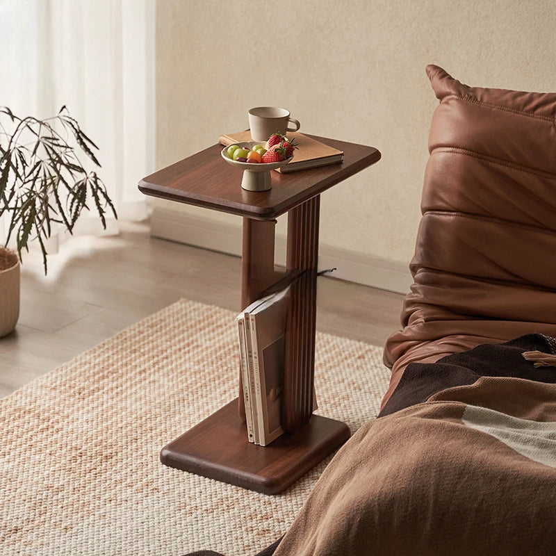 Sofa Side Table Solid Wood Removable Small Coffee Table Simple Black Walnut Living Room Side Table Bedside Corner