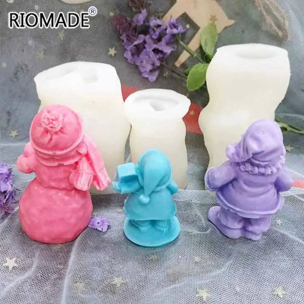 3d Santa Claus Snowman Model Baking Tool Silicone Mold Aromatherapy Candle Plaster Diy Epoxy Resin Christmas Handmade