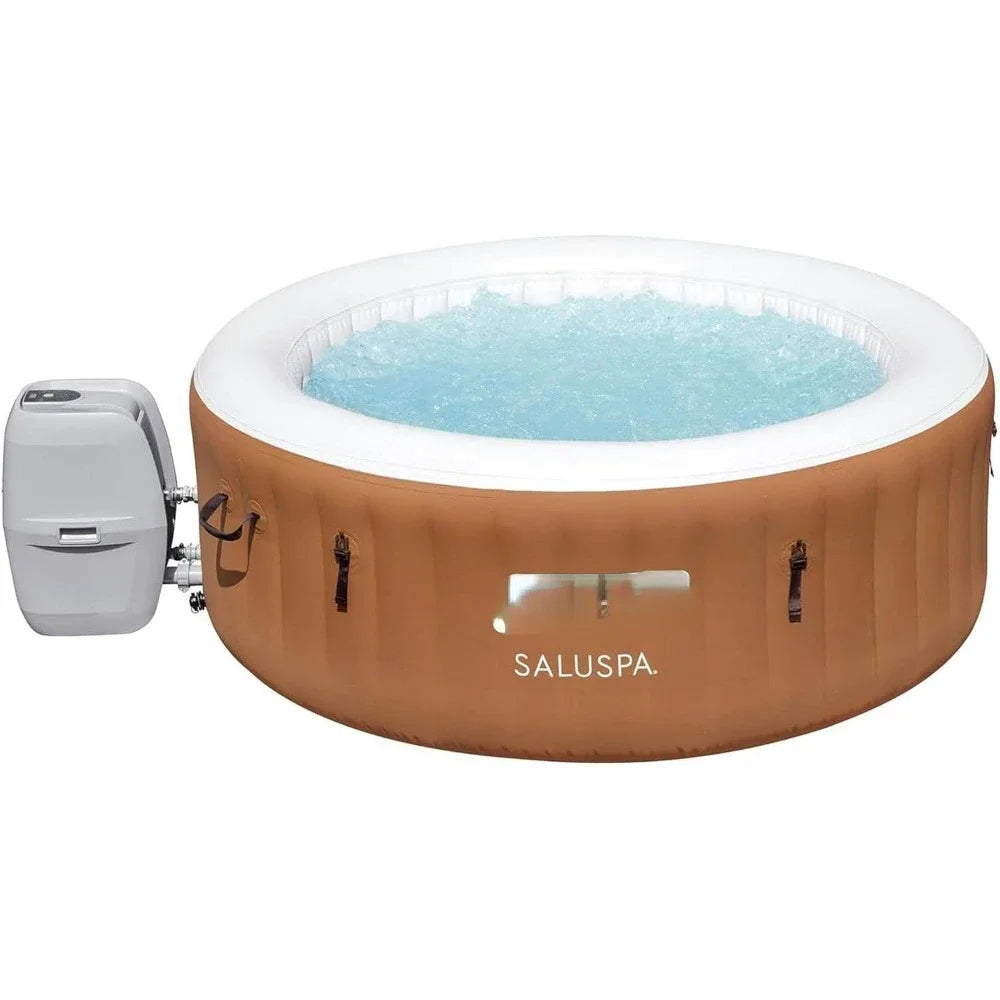 Inflatable Hot Tub Round Portable Outdoor Spa with 120 AirJets and EnergySense Energy Saving Cover, Hot Water Bathtub