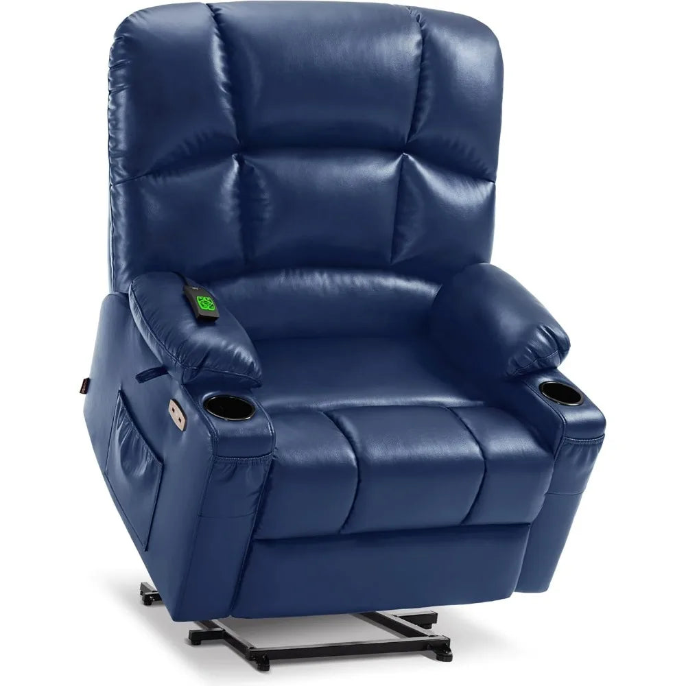 Large-Wide Lay Flat Dual Motor Power Lift Recliner Chair Sofa with Massage and Heat for Big Elderly People, Infinite Position,