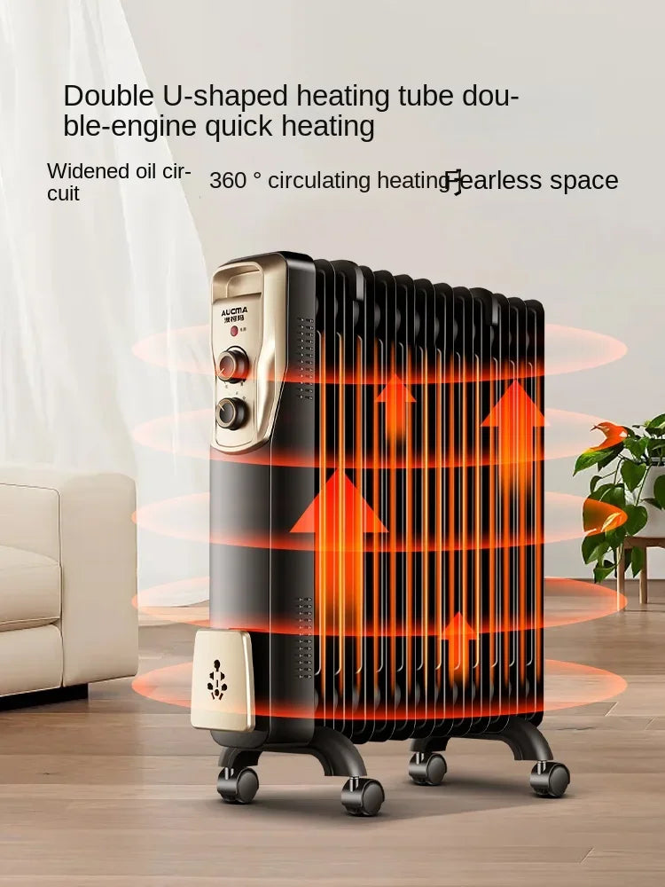 220V Electric Oil Filled Heater for Home Use, Silent and Energy Saving