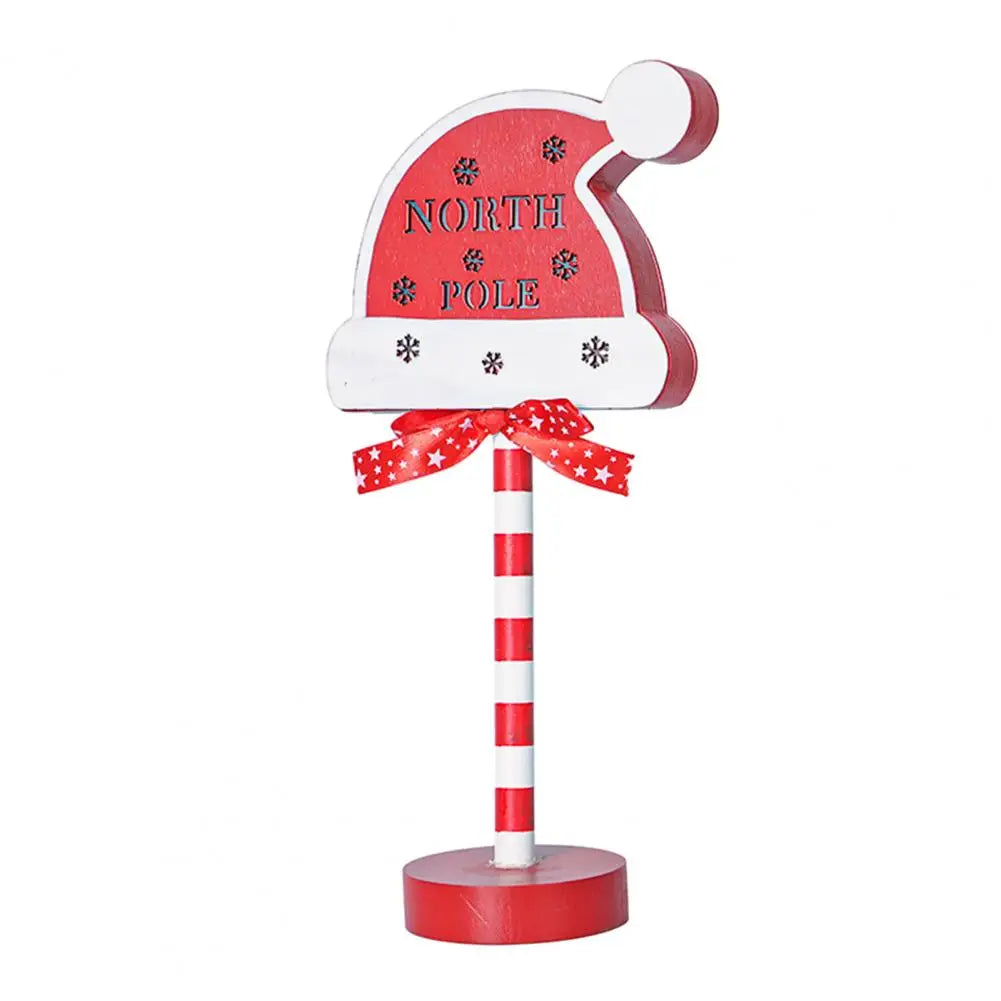 Vintage Street Sign Light Metal Street Sign with Stand Vintage Christmas Street Sign with Santa Stop Here North Pole Letter Led