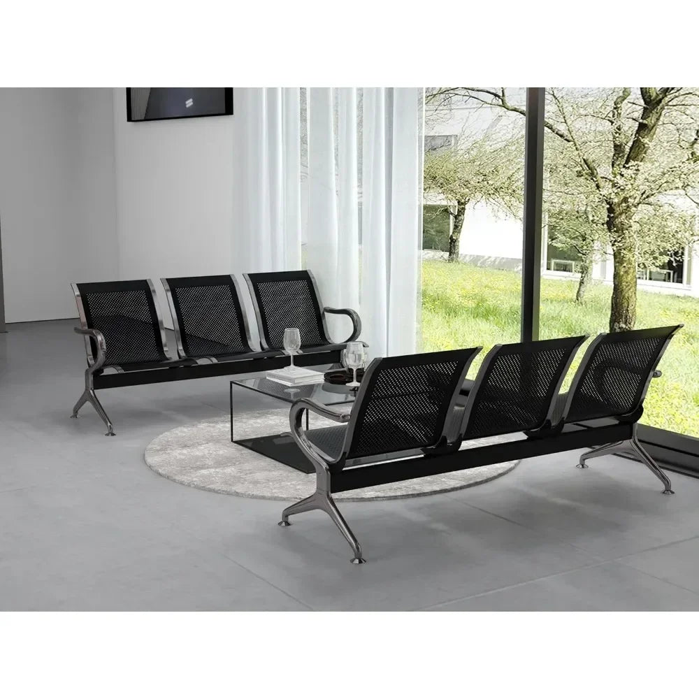 Waiting Chairs,3 Waiting Room Benches with Handrails, Airport Reception and Office Benches for Business Purposes Waiting Chairs