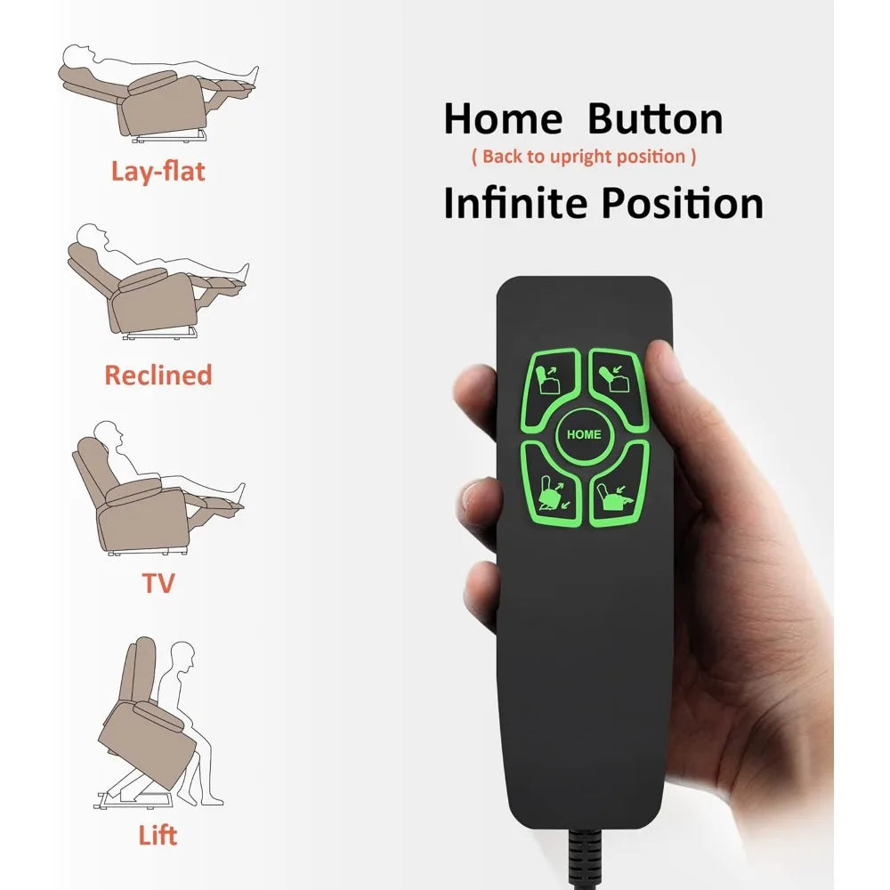 Large-Wide Lay Flat Dual Motor Power Lift Recliner Chair Sofa with Massage and Heat for Big Elderly People, Infinite Position,