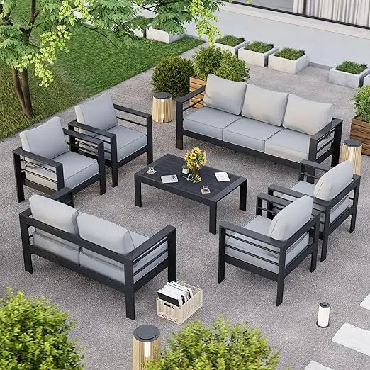 Aluminum Patio Furniture Set,10 Piece Outdoor Furniture Set, Patio Furniture Set with Waterproof Covers for Backyard Garden