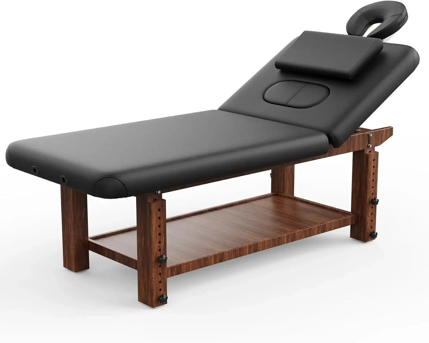 Wood Massage Table with Adjustable Face Pillow and Adjustable Legs for Treatment, Spa Facial Professional Massage Bed